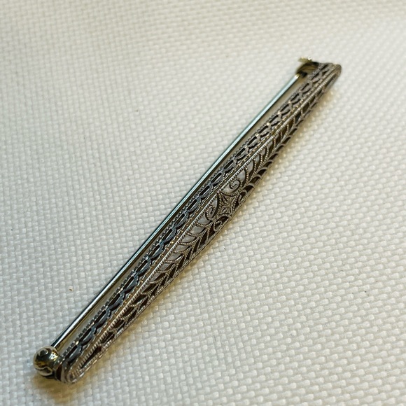 Vintage 14k Gold  Filigree Bar Pin/ Brooch